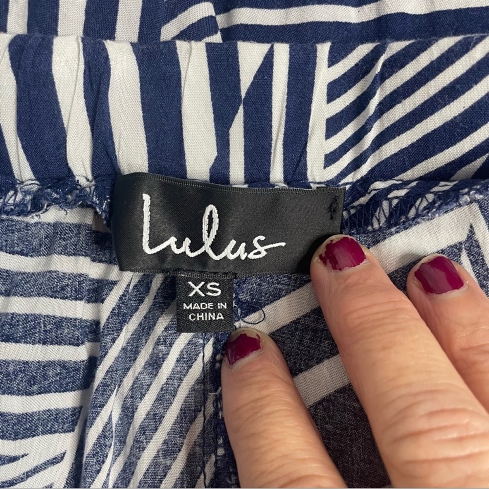 Lulu’s Isla Bonita Blue and White Print Maxi Long Skirt Slit High Waist XS - Picture 5 of 8